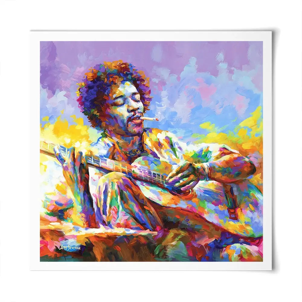 Jimi Hendrix Guitar Square Art Print Jimi Hendrix Guitar Square Art Print wall art product Leon Devenice