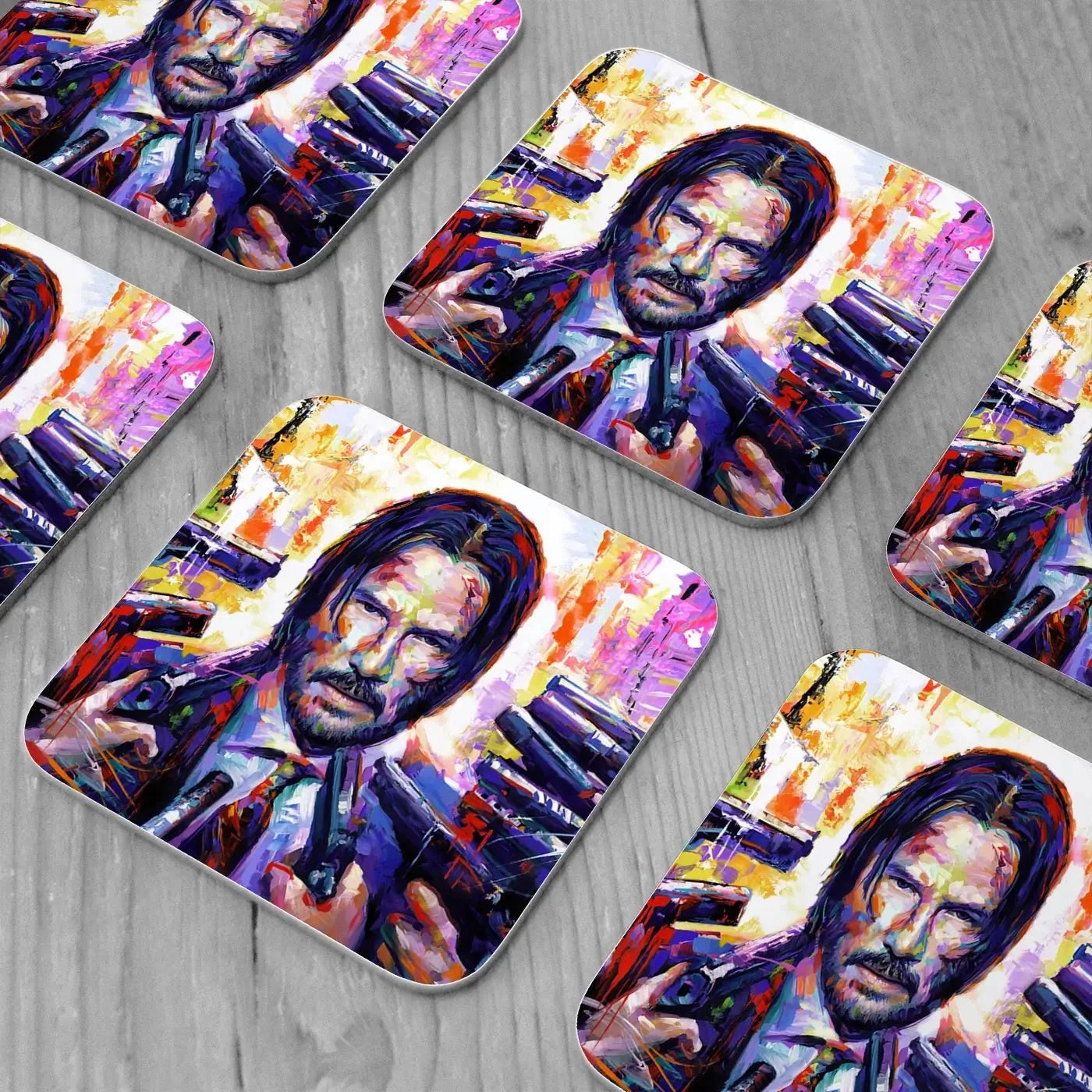 John Wick Coaster Set Rainbow Soul Tree Coaster Set | Rainbow Soul Tree Art Coasters wall art product Leon Devenice