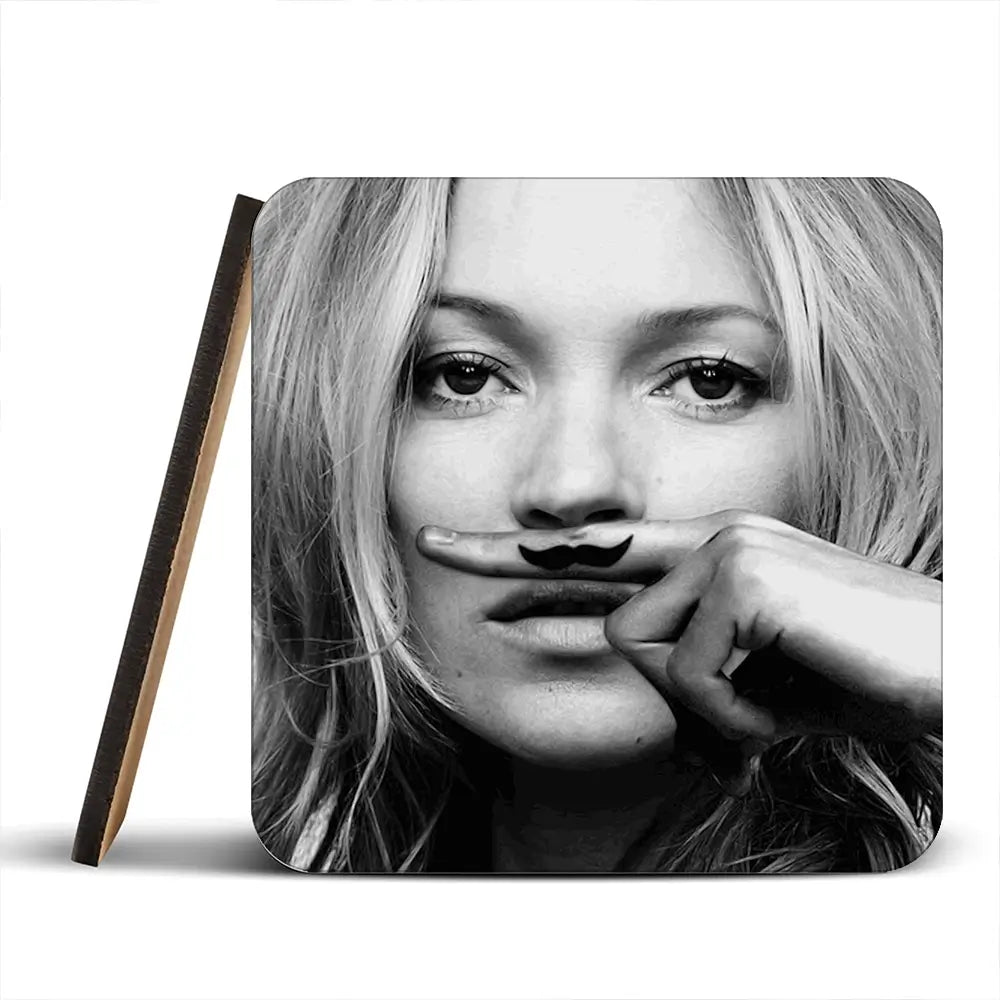 Kate Moss Moustache Coaster Set Rainbow Soul Tree Coaster Set | Rainbow Soul Tree Art Coasters wall art product Independent