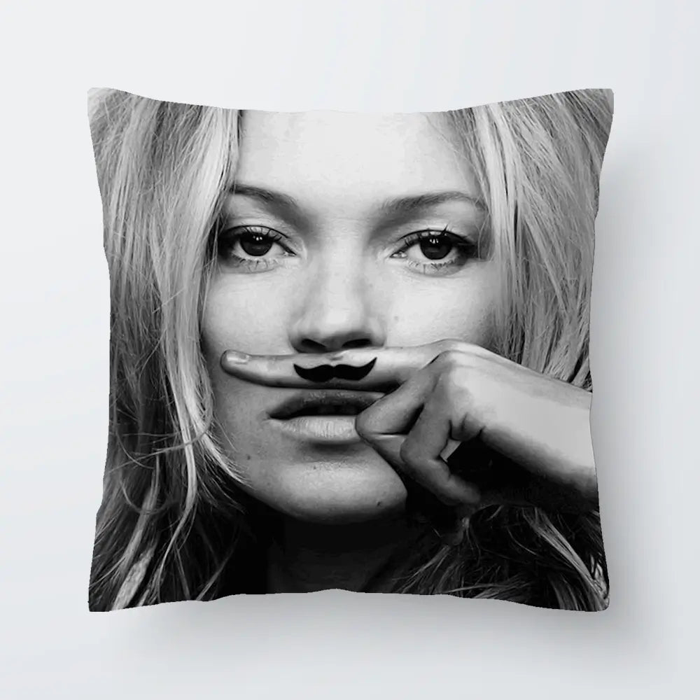 Kate Moss Moustache Cushion Kate Moss Moustache Cushion wall art product Independent