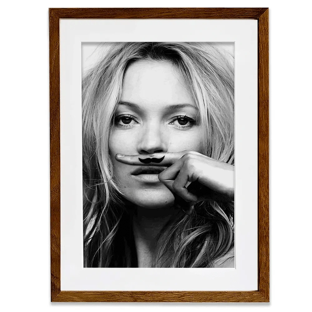 Kate Moss Moustache Framed Art Print Kate Moss Moustache Framed Art Print wall art product S Megalos