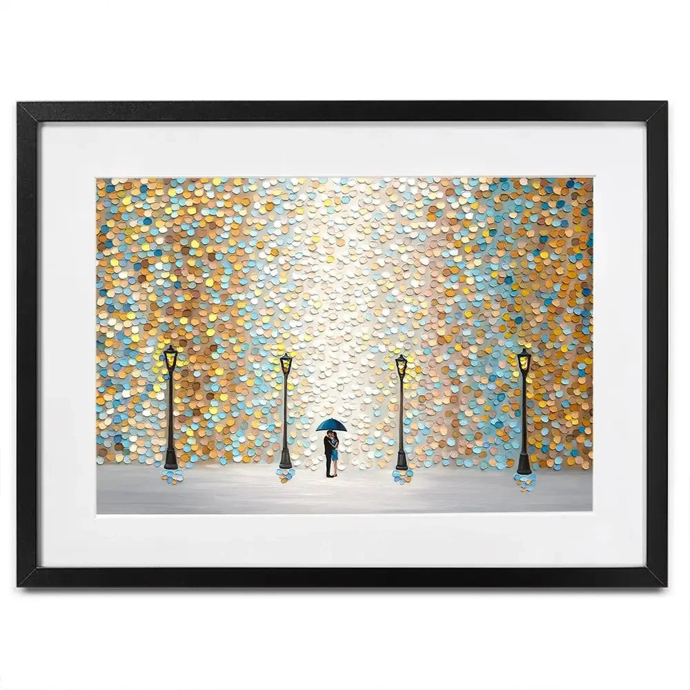 Kiss Under The Golden Rain Framed Art Print Kiss Under The Golden Rain Framed Art Print wall art product Ekaterina Ermilkina