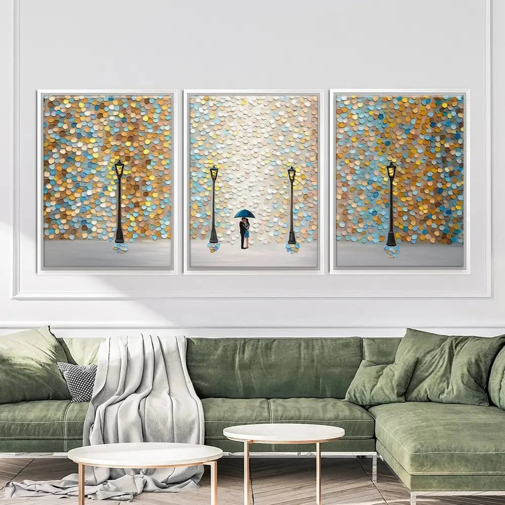 Kiss Under The Golden Rain Trio Canvas Print Kiss Under The Golden Rain Trio Canvas Print wall art product Ekaterina Ermilkina
