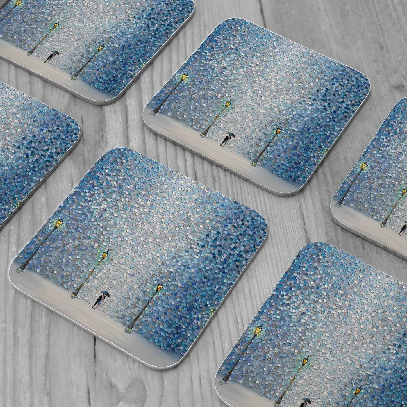 Kiss Under The Rain Coaster Set Kiss Under The Rain Coaster Set | Kiss Under The Rain Art Coasters wall art product Ekaterina Ermilkina