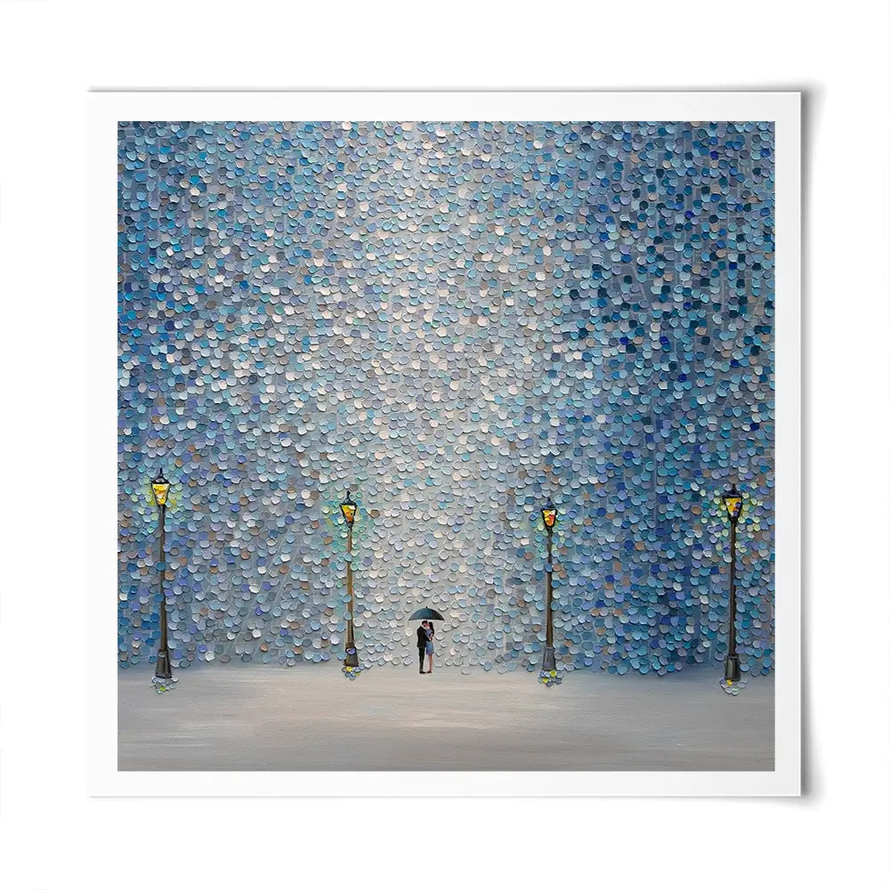 Kiss Under The Rain Square Art Print Kiss Under The Rain Square Art Print wall art product Ekaterina Ermilkina