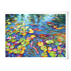 Koi Fish and Water Lillies Art Print wall art product / Shutterstock