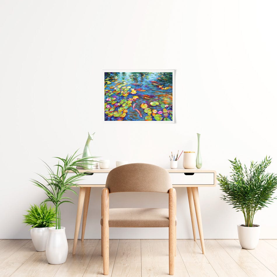 Koi Fish and Water Lillies Art Print wall art product / Shutterstock