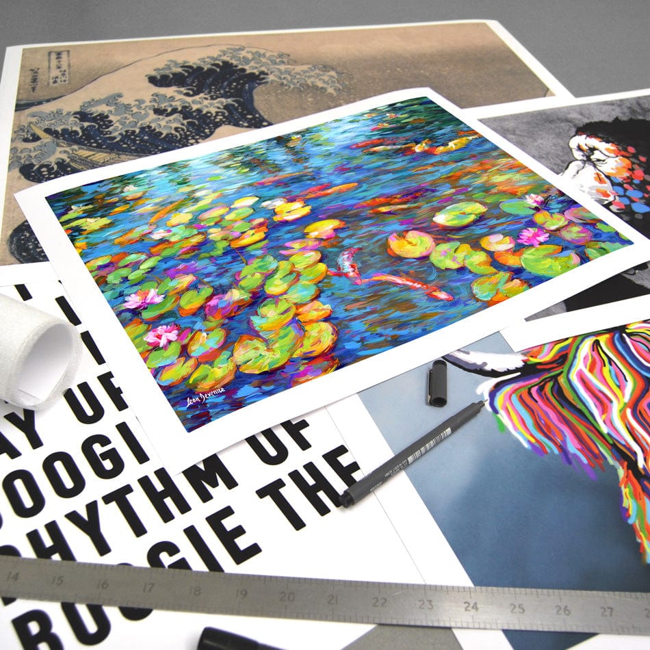 Koi Fish and Water Lillies Art Print wall art product / Shutterstock