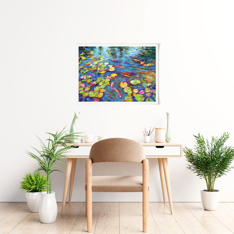 Koi Fish and Water Lillies Art Print wall art product / Shutterstock