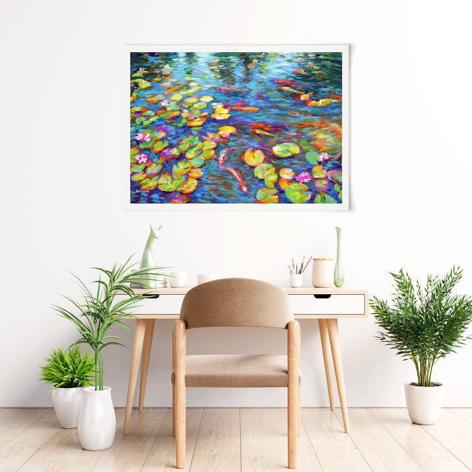 Koi Fish and Water Lillies Art Print wall art product / Shutterstock
