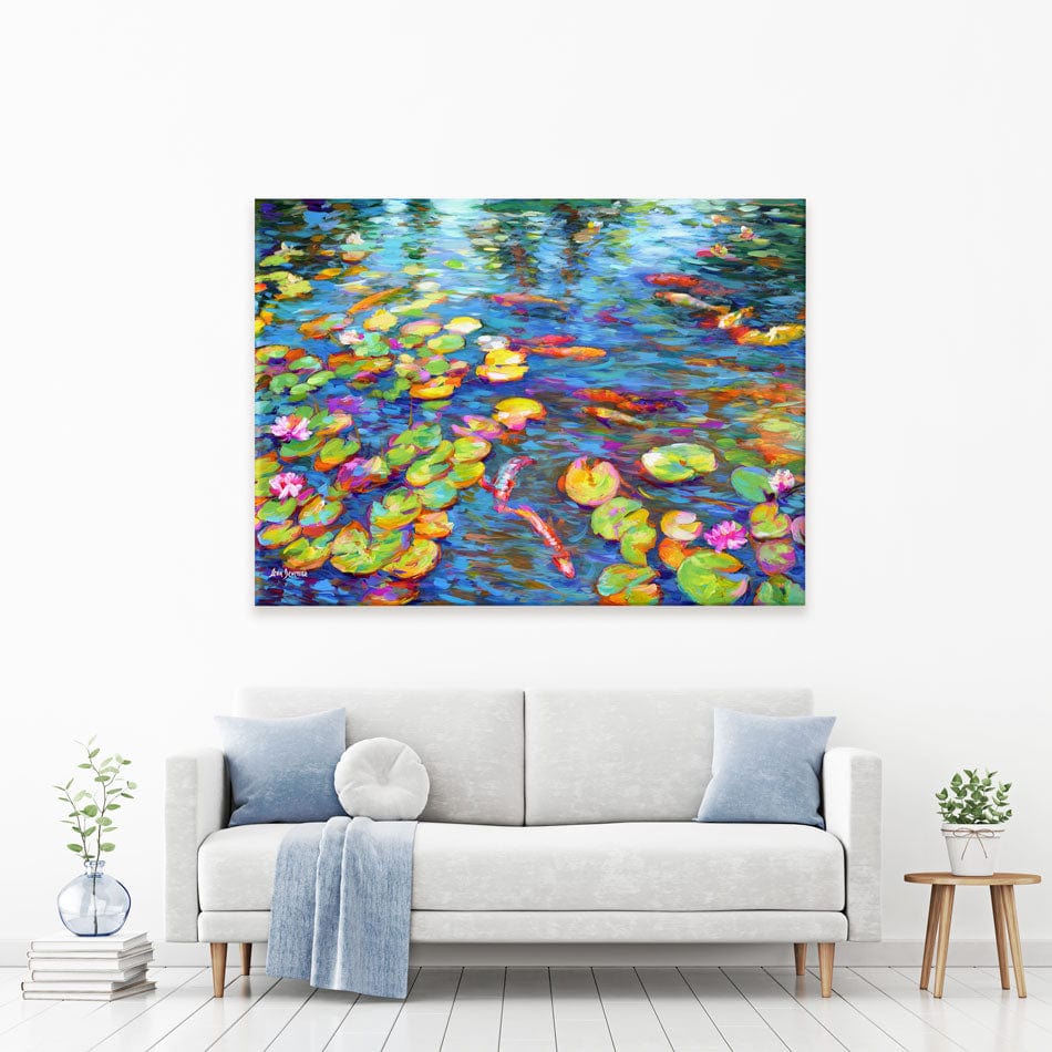 Koi Fish And Water Lillies Canvas Print wall art product Leon Devenice