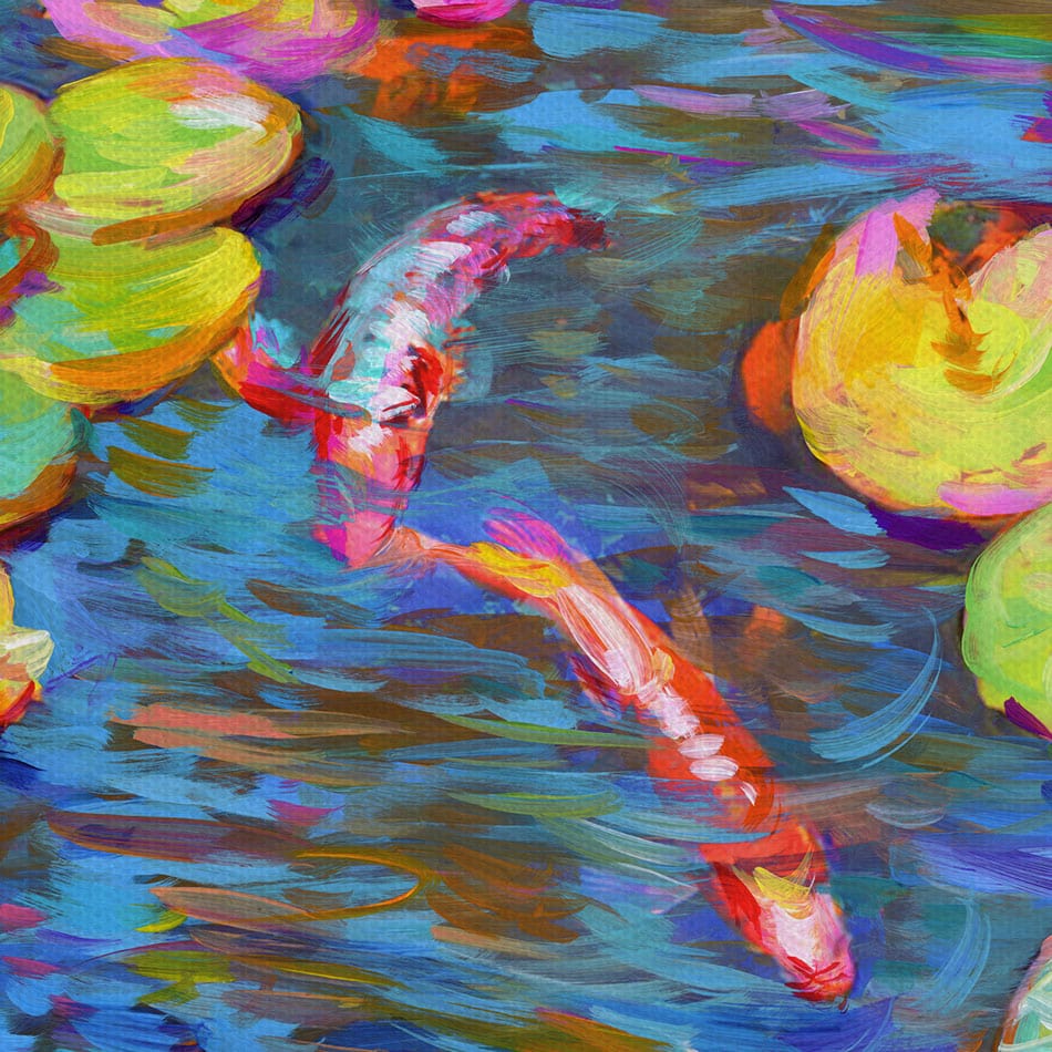 Koi Fish And Water Lillies Canvas Print wall art product Leon Devenice