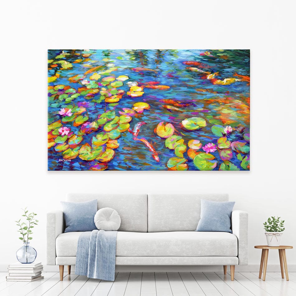 Koi Fish And Water Lillies Canvas Print wall art product Leon Devenice