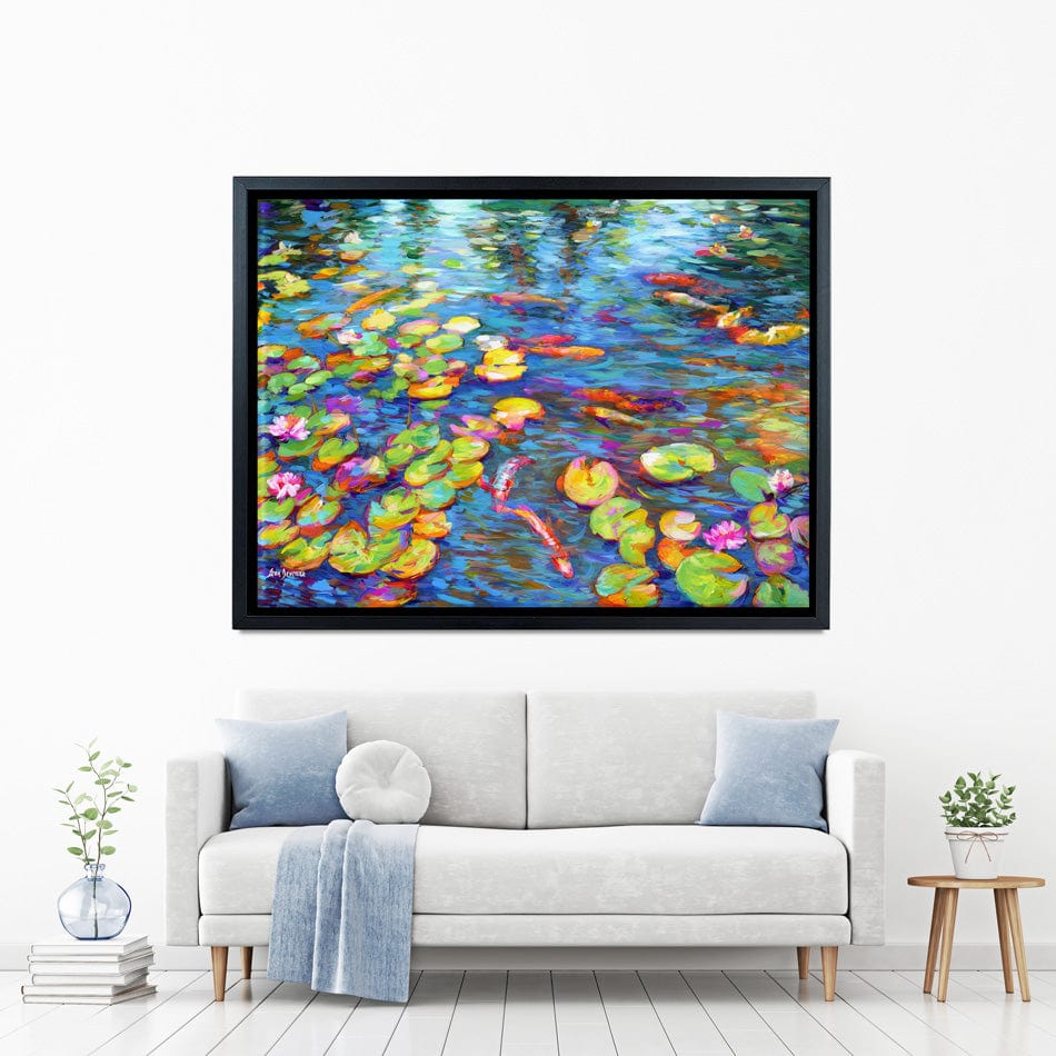 Koi Fish And Water Lillies Canvas Print wall art product Leon Devenice