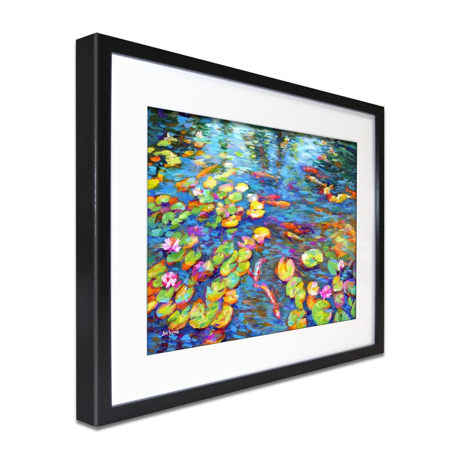 Koi Fish And Water Lillies Framed Art Print wall art product Leon Devenice