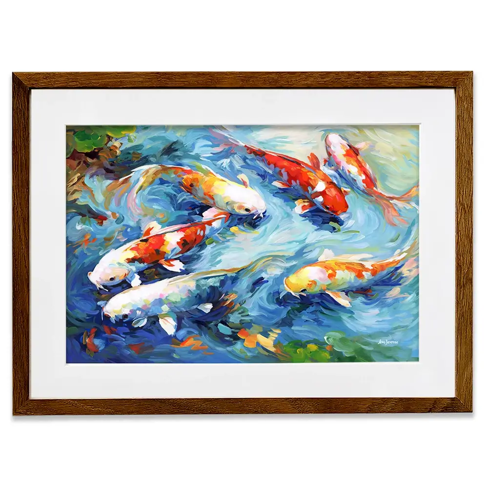 Koi Peaceful Glide Framed Art Print Koi Peaceful Glide Framed Art Print wall art product Leon Devenice