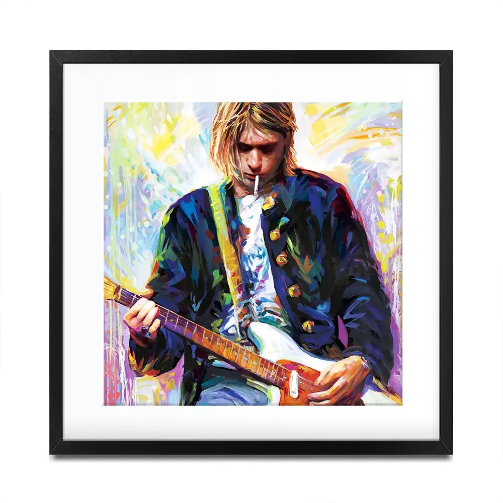 Kurt Cobain Square Framed Art Print Kurt Cobain Square Framed Art Print wall art product Leon Devenice