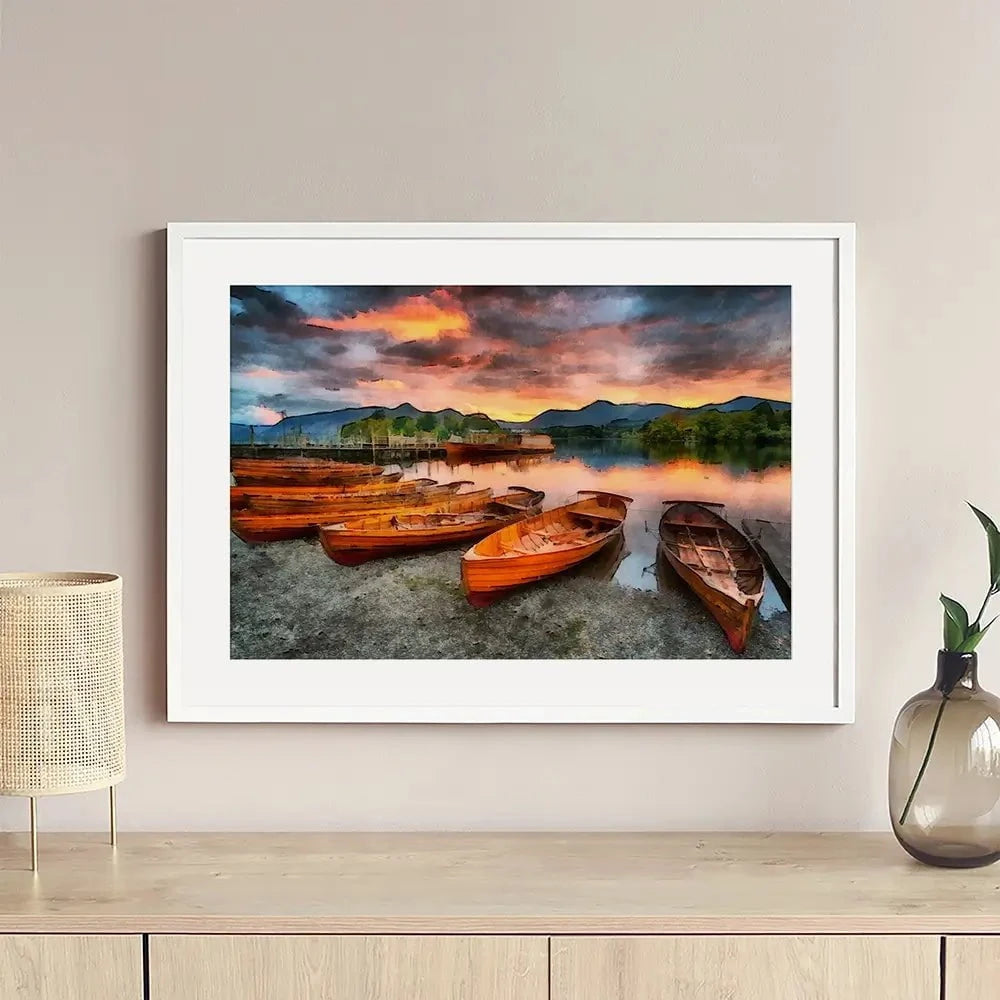 Lake District Boats Framed Art Print Lake District Boats Framed Art Print wall art product Helen Hotson / Shutterstock