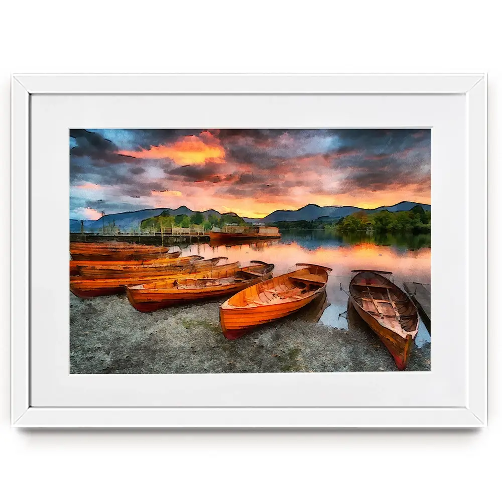Lake District Boats Framed Art Print Lake District Boats Framed Art Print wall art product Helen Hotson / Shutterstock