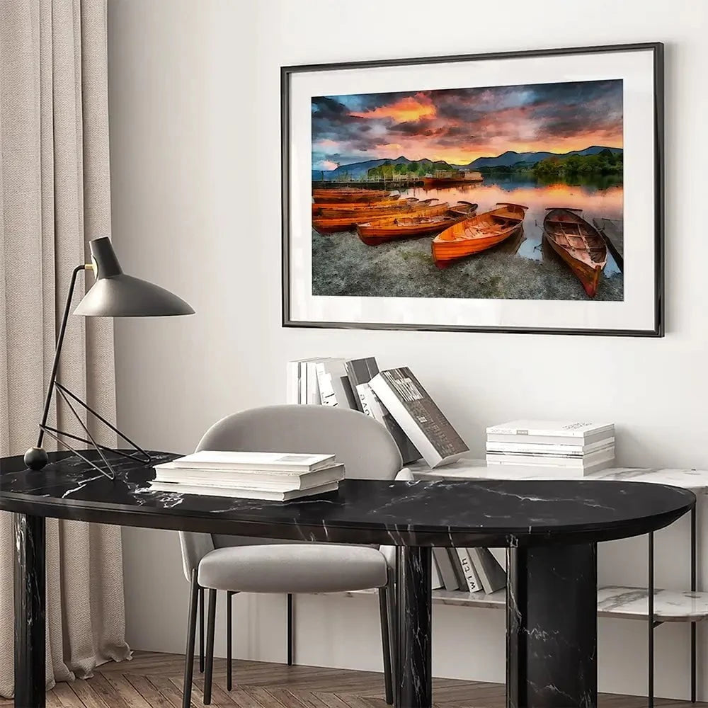 Lake District Boats Framed Art Print Lake District Boats Framed Art Print wall art product Helen Hotson / Shutterstock