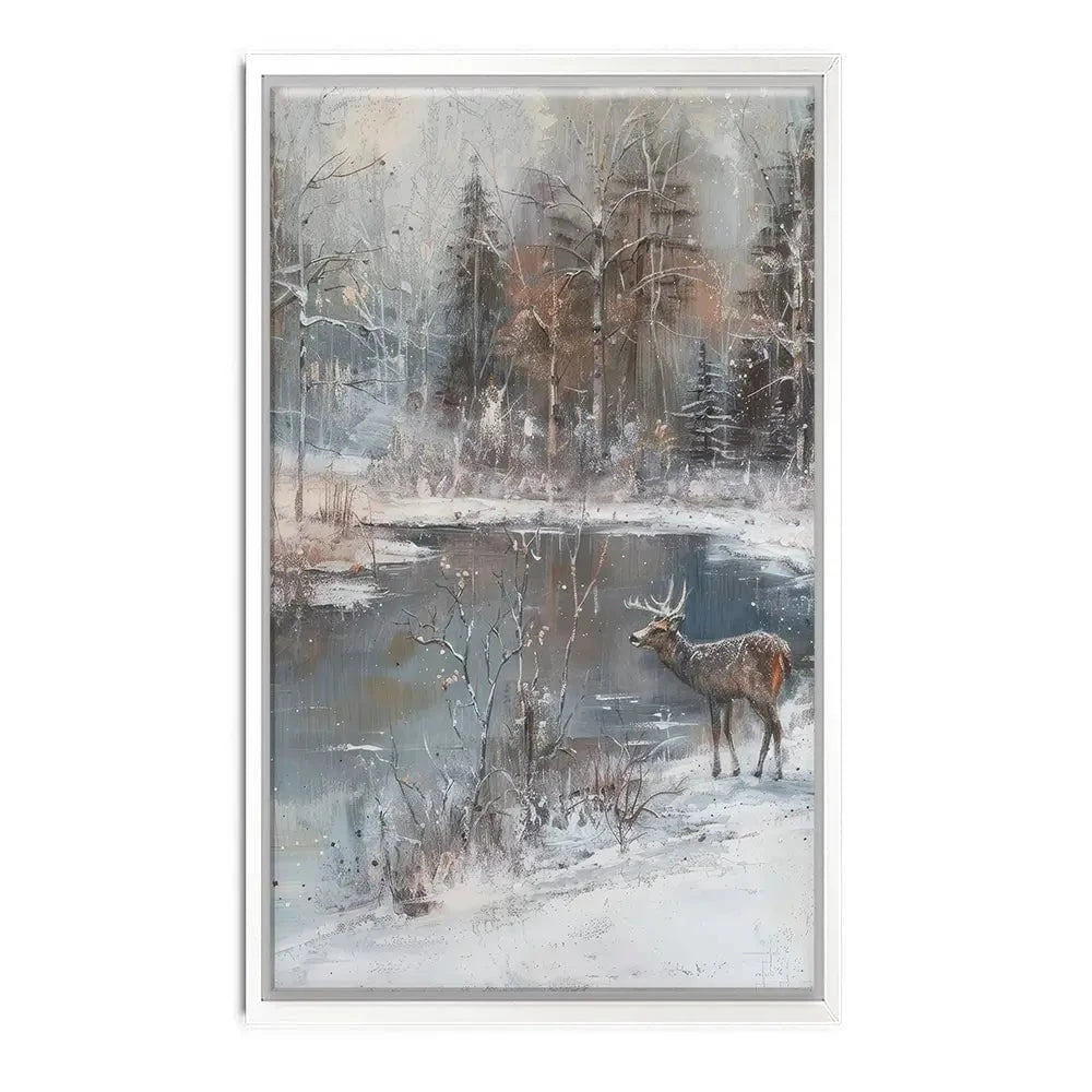 Lakeside Deer Canvas Print Lakeside Deer Canvas Print wall art product Petal Prints Design - Independent