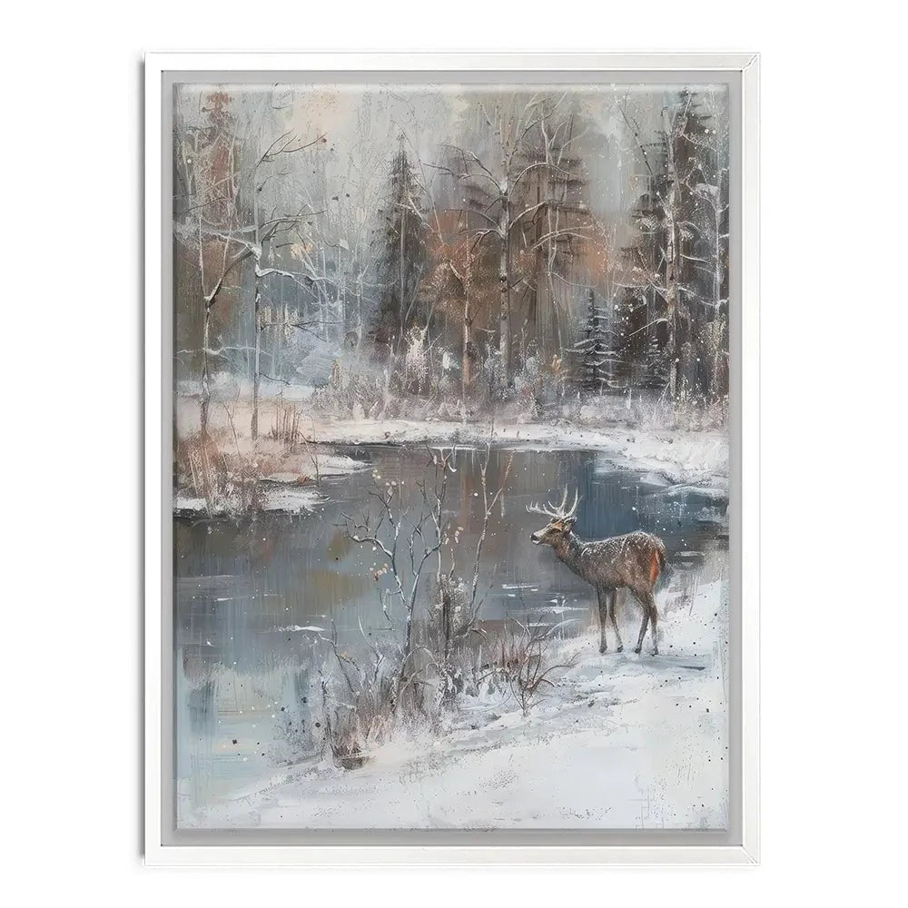 Lakeside Deer Canvas Print Lakeside Deer Canvas Print wall art product Petal Prints Design - Independent