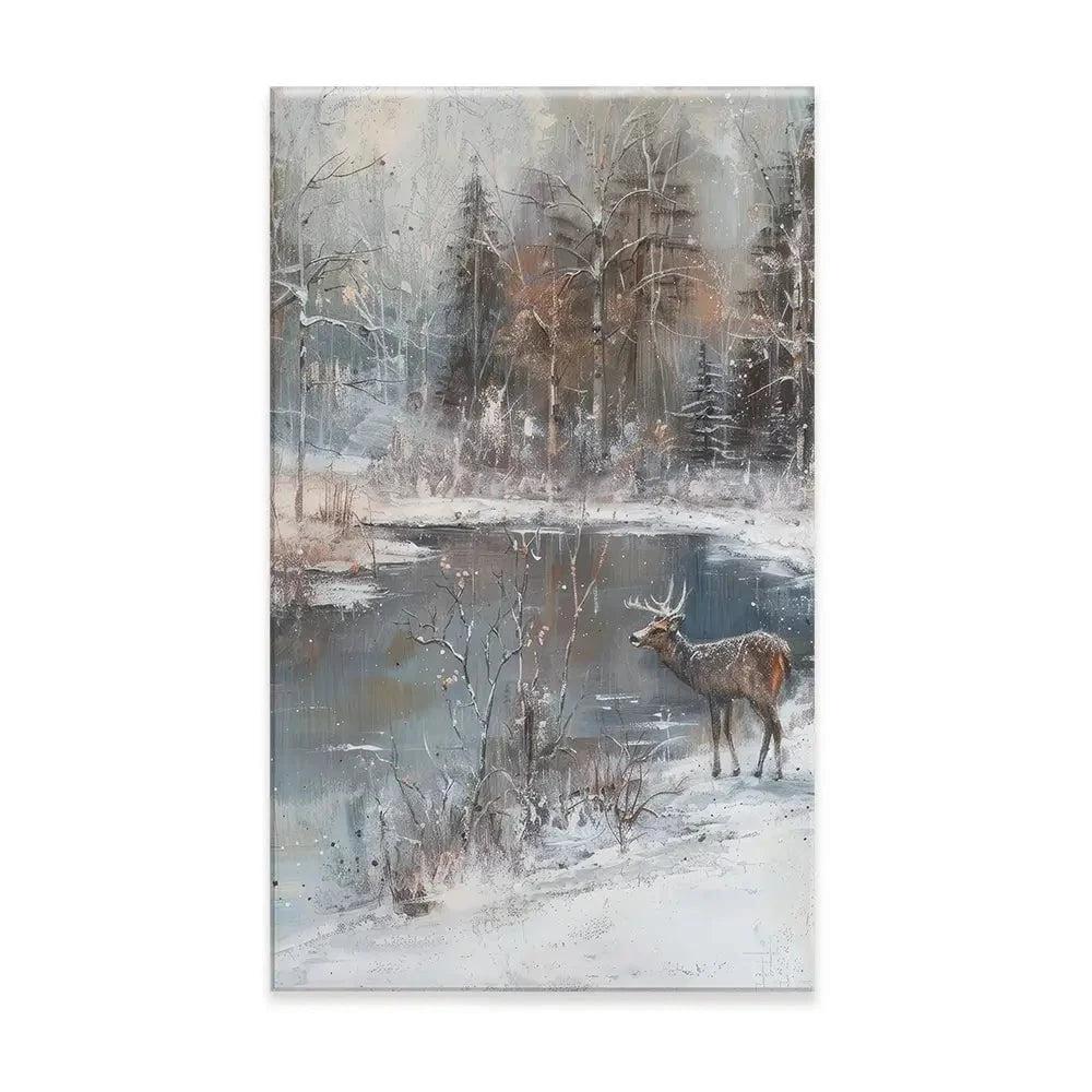 Lakeside Deer Canvas Print Lakeside Deer Canvas Print wall art product Petal Prints Design - Independent