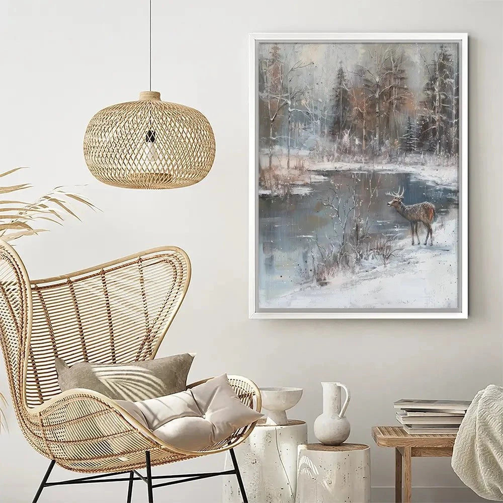 Lakeside Deer Canvas Print Lakeside Deer Canvas Print wall art product Petal Prints Design - Independent