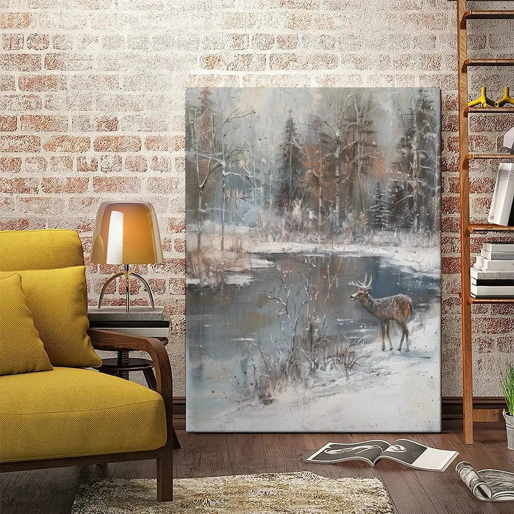 Lakeside Deer Canvas Print Lakeside Deer Canvas Print wall art product Petal Prints Design - Independent