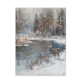 Lakeside Deer Canvas Print Lakeside Deer Canvas Print wall art product Petal Prints Design - Independent
