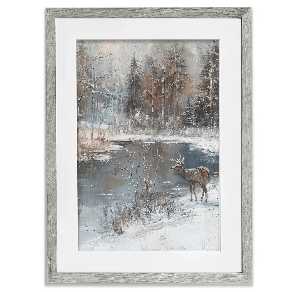 Lakeside Deer Framed Art Print Lakeside Deer Framed Art Print wall art product Petal Prints Design - Independent
