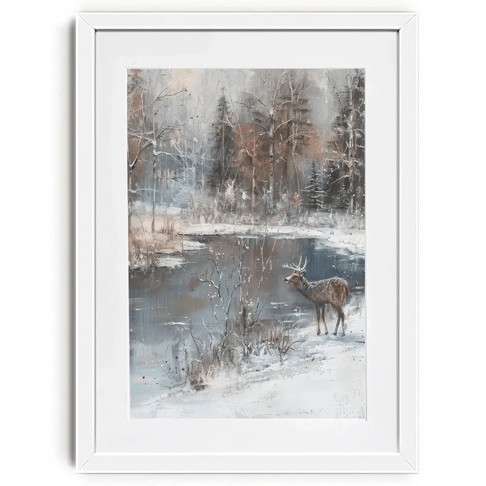 Lakeside Deer Framed Art Print Lakeside Deer Framed Art Print wall art product Petal Prints Design - Independent