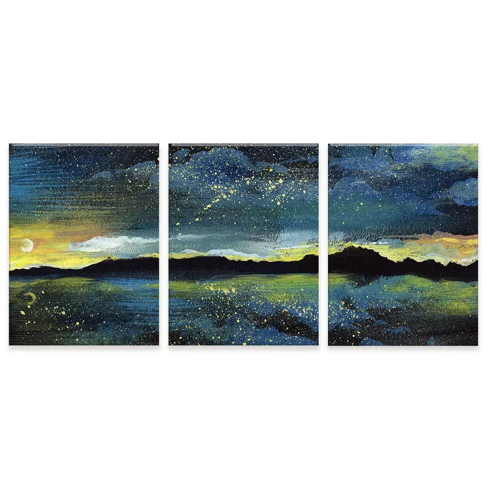 Landscape Sea At Night Trio Canvas Print Landscape Sea At Night Trio Canvas Print wall art product Kretsu Nataliya / Shutterstock