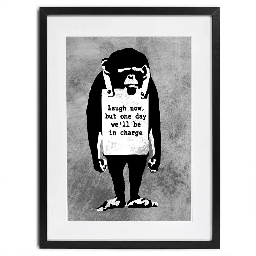 Laugh Now Monkey Framed Art Print Laugh Now Monkey Framed Art Print wall art product Banksy