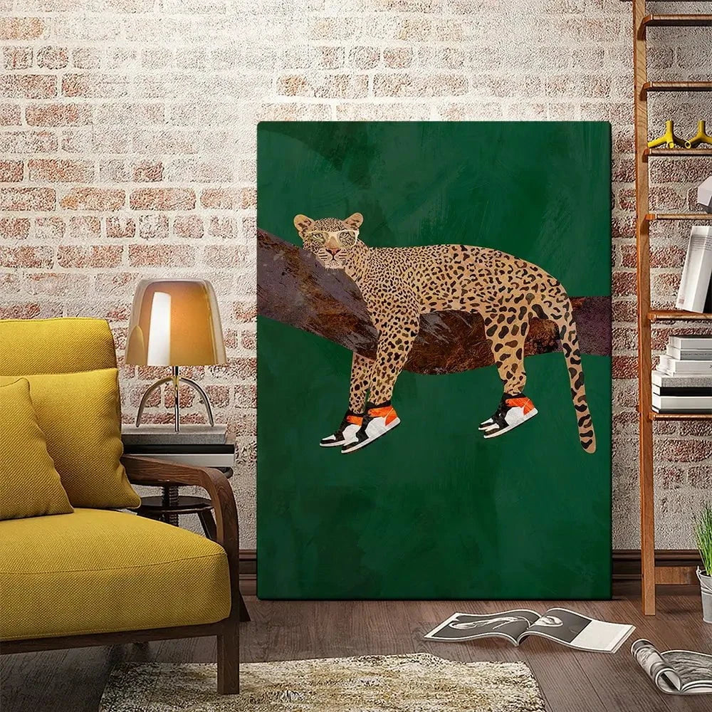 Leopard Wearing Sneakers Canvas Print Leopard Wearing Sneakers Canvas Print wall art product Sarah Manovski