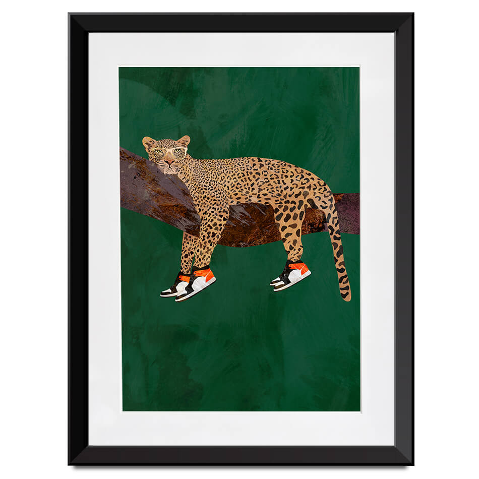 Leopard Wearing Sneakers Framed Art Print Leopard Wearing Sneakers Framed Art Print wall art product Sarah Manovski
