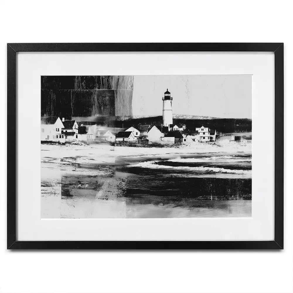 Lighthouse By The Ocean Framed Art Print Lighthouse By The Ocean Framed Art Print wall art product Chromatic Storm Studio