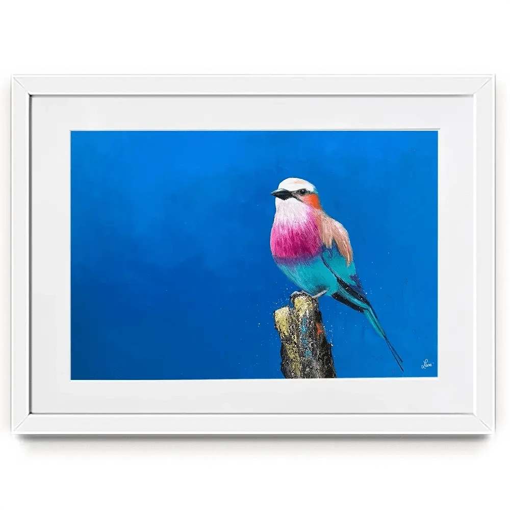 Lilac Breasted Roller Under An African Sun Framed Art Print Lilac Breasted Roller Under An African Sun Framed Art Print wall art product Laure Bury
