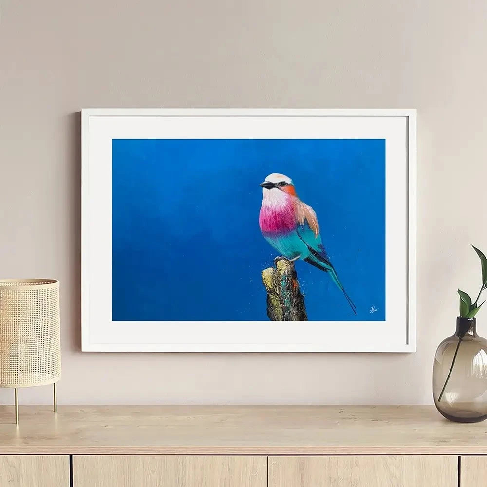 Lilac Breasted Roller Under An African Sun Framed Art Print Lilac Breasted Roller Under An African Sun Framed Art Print wall art product Laure Bury
