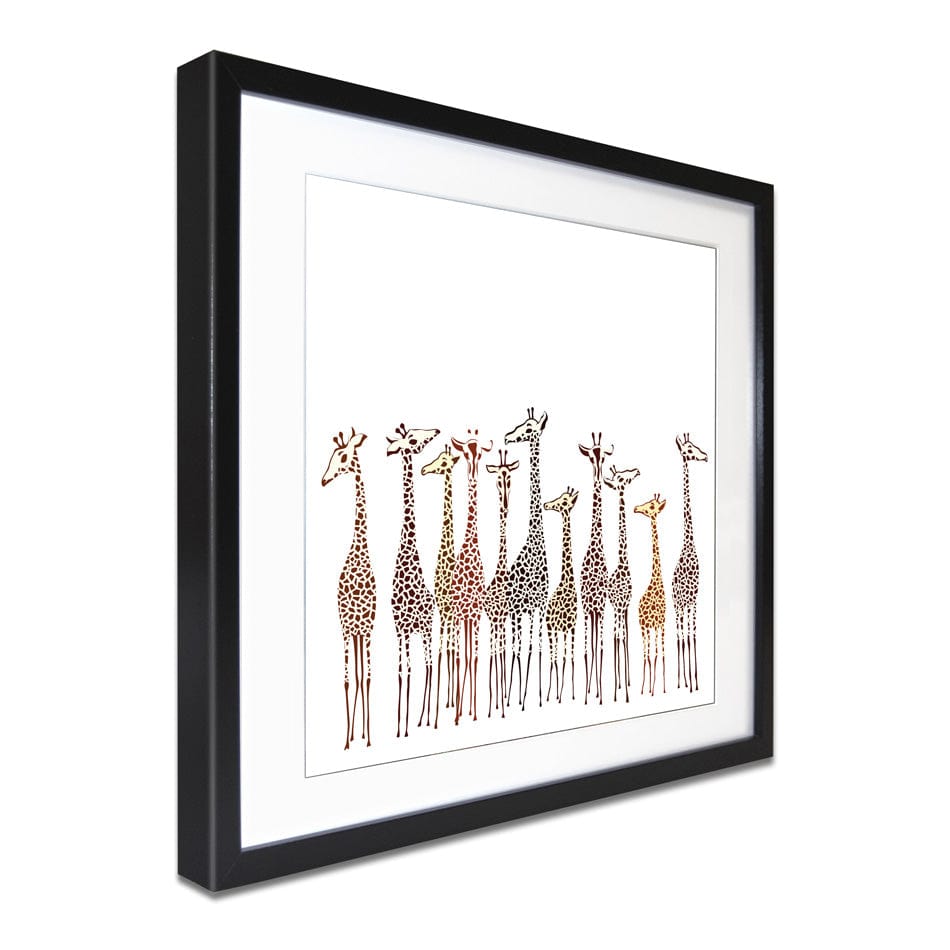 Line Of Giraffes Square Framed Art Print wall art product fresher / Shutterstock