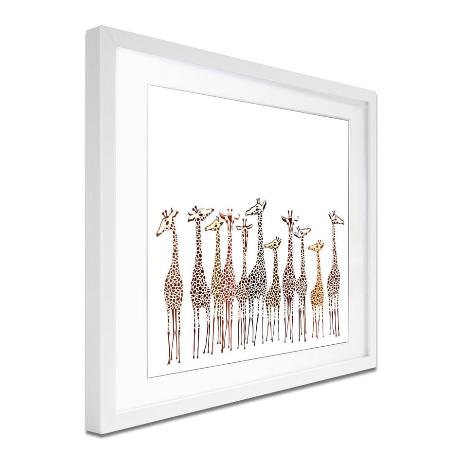 Line Of Giraffes Square Framed Art Print wall art product fresher / Shutterstock