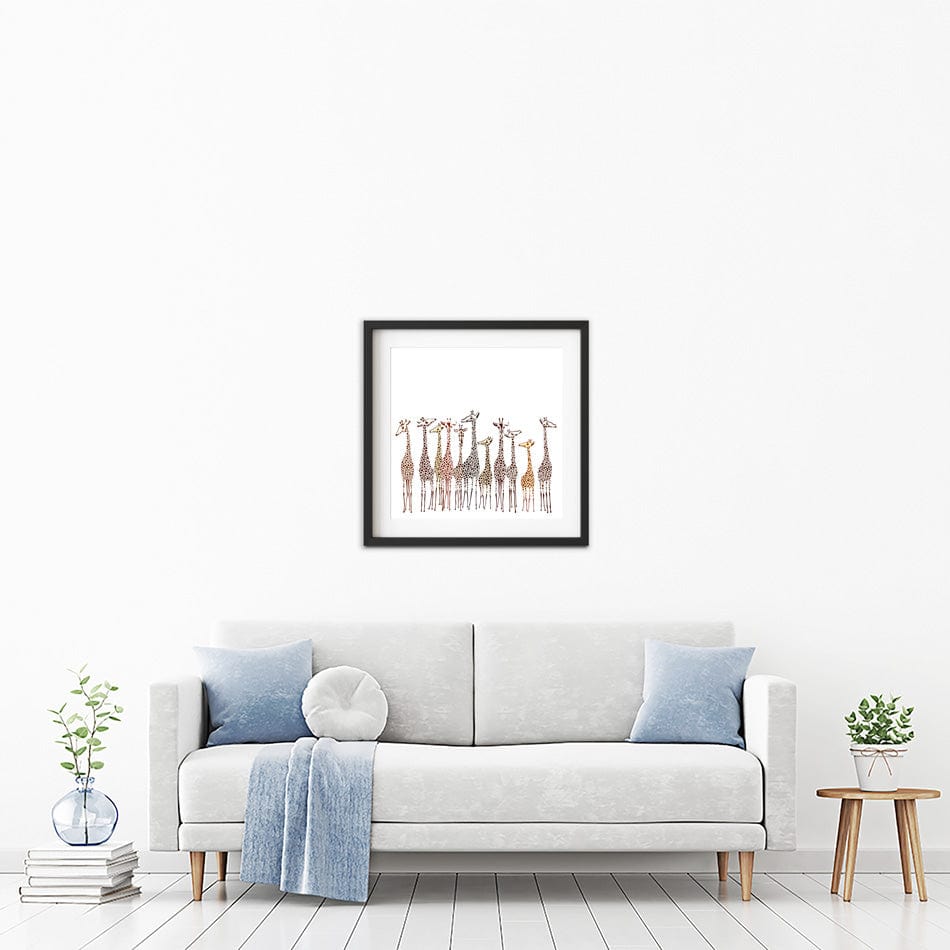 Line Of Giraffes Square Framed Art Print wall art product fresher / Shutterstock