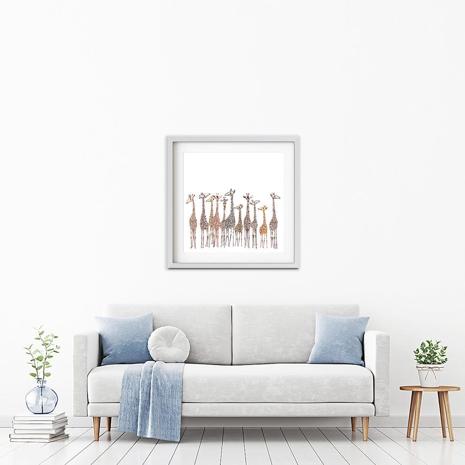 Line Of Giraffes Square Framed Art Print wall art product fresher / Shutterstock