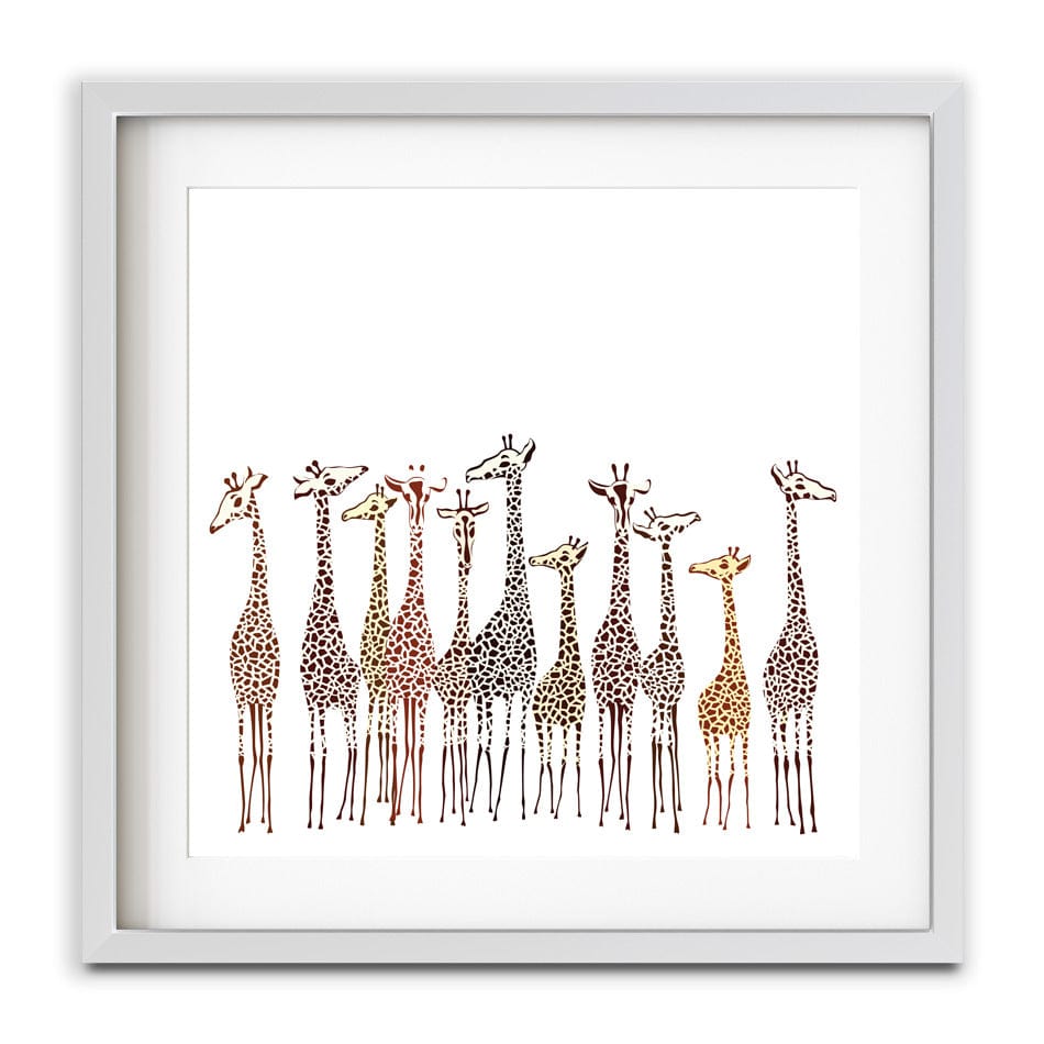 Line Of Giraffes Square Framed Art Print wall art product fresher / Shutterstock