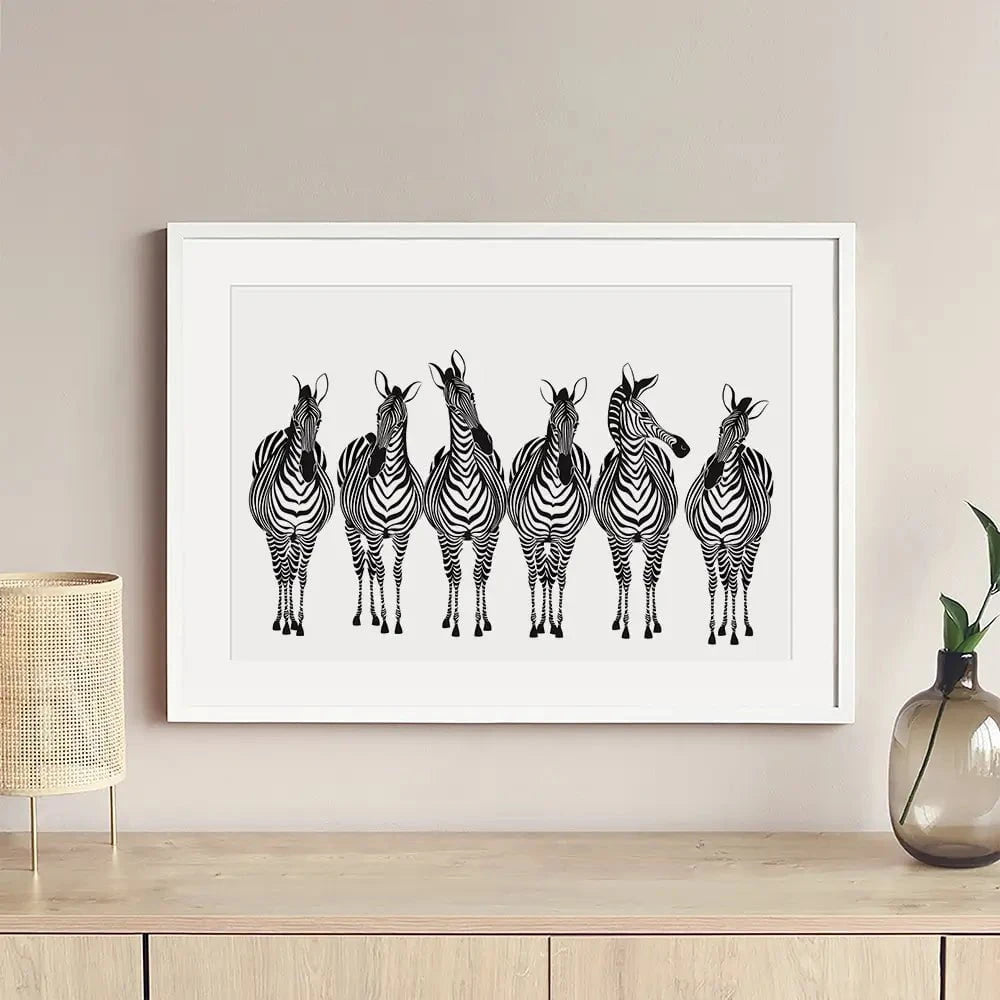 Line Of Zebras Framed Art Print Line Of Zebras Framed Art Print wall art product fresher / Shutterstock
