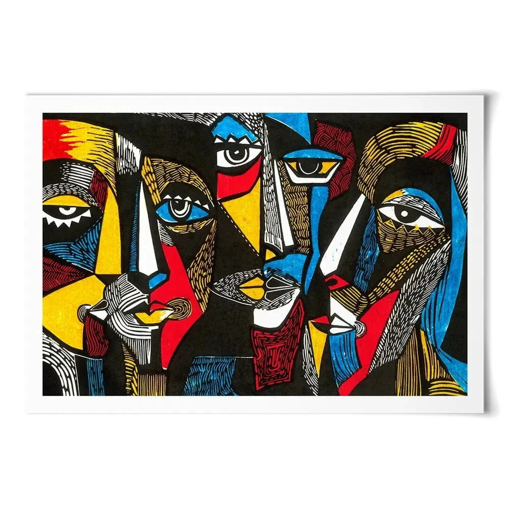 Linocut Faces Art Print Linocut Faces Art Print wall art product Sunnyisland / Shutterstock