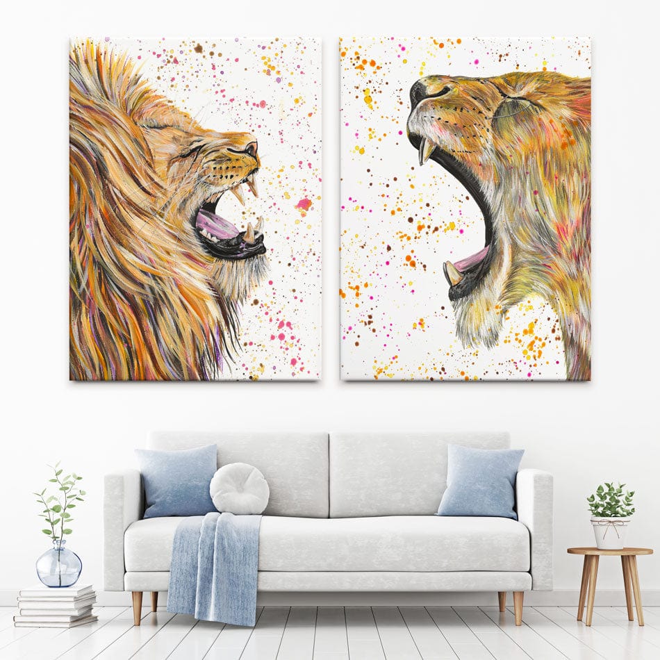 Lion And Lioness Duo Canvas Print Lion And Lioness Duo Canvas Print wall art product Emma LC Art