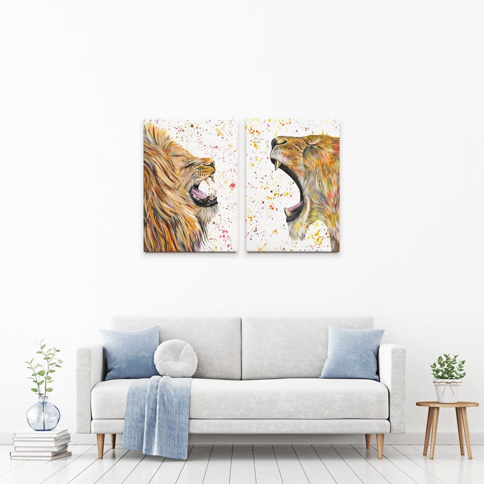 Lion And Lioness Duo Canvas Print Lion And Lioness Duo Canvas Print wall art product Emma LC Art
