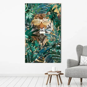 Lion Behind The Leaves Canvas Print Lion Behind The Leaves Canvas Print wall art product Sarah Manovski