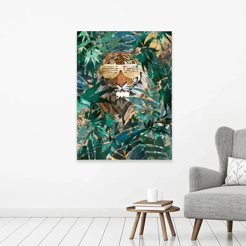 Lion Behind The Leaves Canvas Print Lion Behind The Leaves Canvas Print wall art product Sarah Manovski